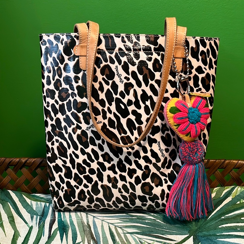 Consuela Tan and Black Shoulder Bag with Vibrant Tassel